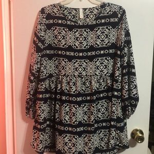 Navy Aztec Print Top
